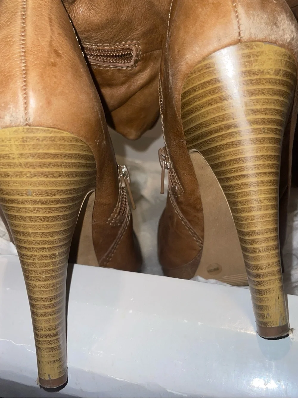 Jessica Simpson Tan Leather Boots with Inner Logo